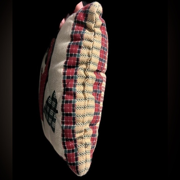 VINTAGE Handmade Snowman Sleigh Square Throw Pillow - Picture 5 of 8